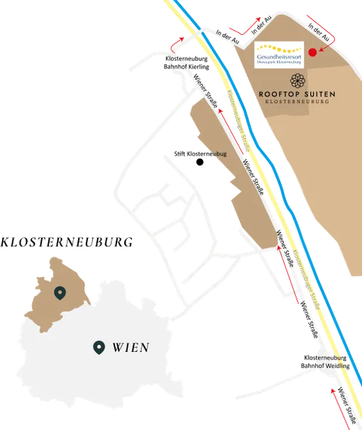 Standortkarte von Rooftopsuiten Klosterneuburg GmbH